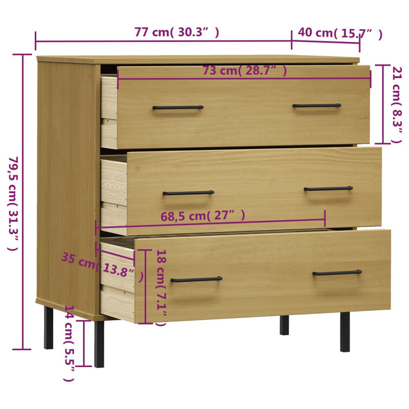 Keerti 77cm Solid Wood Sideboard, Brown