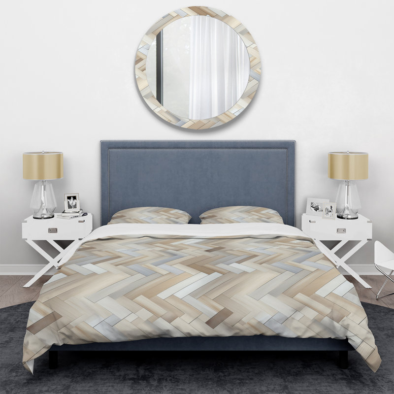 Nordic Elegance I - Ensemble de housse de couette géométrique, Housse de couette simple + 1 taie décorative stan