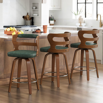 Mundrae Swivel Solid and Manufactured Wood Barstool