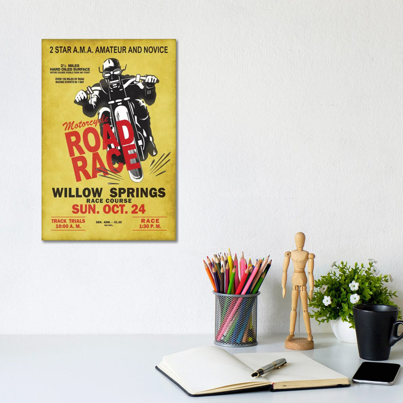 Willow Springs Road Race 1 Piece Wrapped Canvas Wall Art, 20.32 cm H x 30.48 cm W