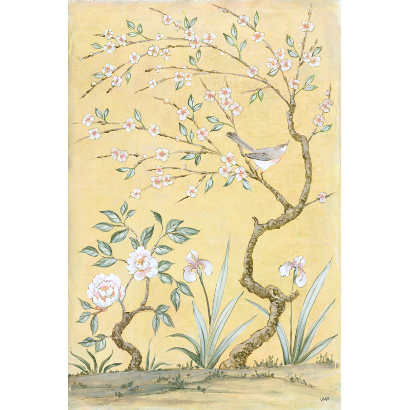 «Spring Mural I» par Julia Purinton - peinture sur toile tendue, H 18 po x l 12 po
