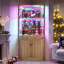 Corner Display Cabinet with Human Body Sensor RGB Lights, Wine Cabinet Liquor Stand with Glass Holder-1576863190