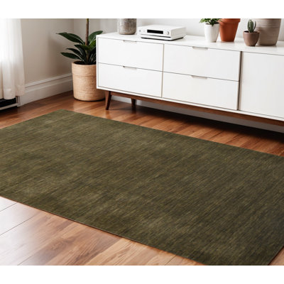 Tapis brun en laine tissé à la main 4 pi x 6 pi