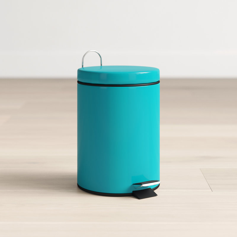 Steel Step On Kitchen Trash Can - 3L, Turquoise