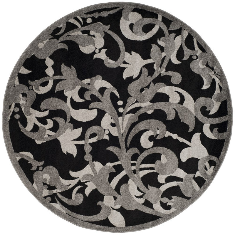 Tapis gris anthracite / gris clair Ammundsen, Rond 9 pi