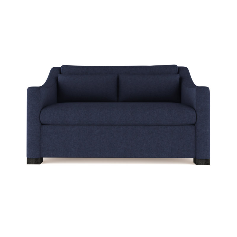 Causeuse Crosby, Velours moelleux imprimé bleu, H 32,5 po x l 60 po x P 43 po, Ébène