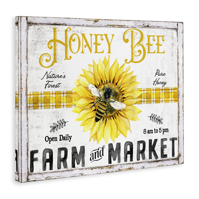 Art mural sur toile abeille et fleur rustique par Creatif Belle bp-598_CN, H 16 po x l 20 po