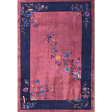 Rectangle Chinese - Art Deco Purple Knotted Wool Room Size Antique 1920s Rug