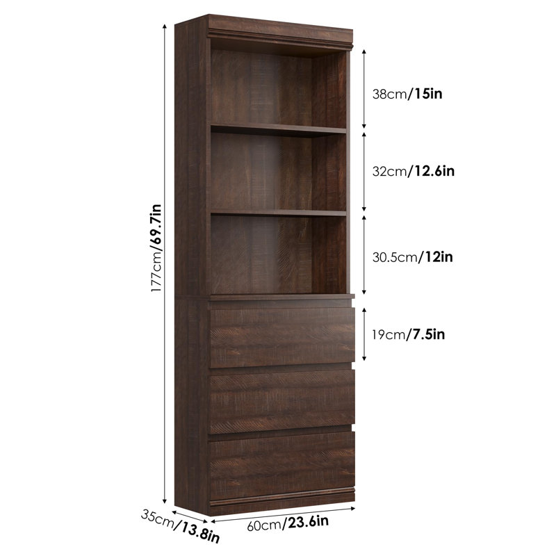177cm H x 59.9cm W Standard Bookcase, Red