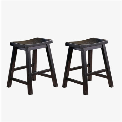 Solid Wood Finish Saddle Seat Stools, Ideal For Casual Dining And Adding A Touch Of Elegance To Your Space.