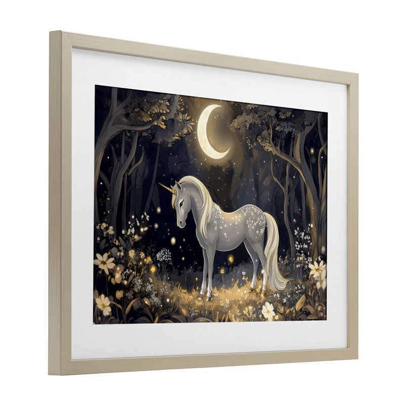 «Moonlit Fairytale Unicorn», reproduction sous verre encadrée, design by Creative Studio, H 17 po x l 23 po