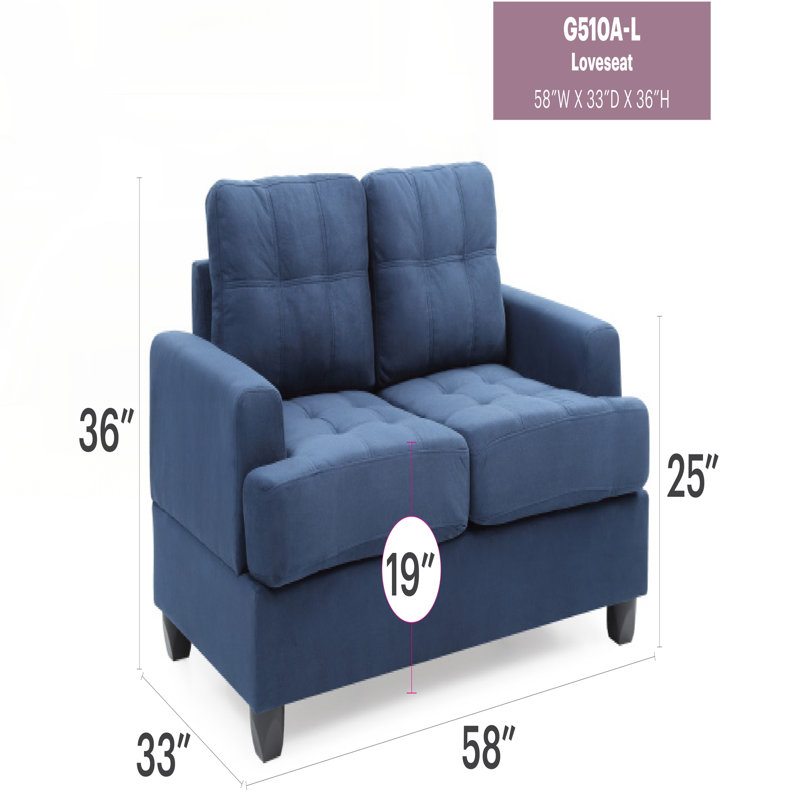 Causeuse chic transitionnelle en bleu marine, Marine