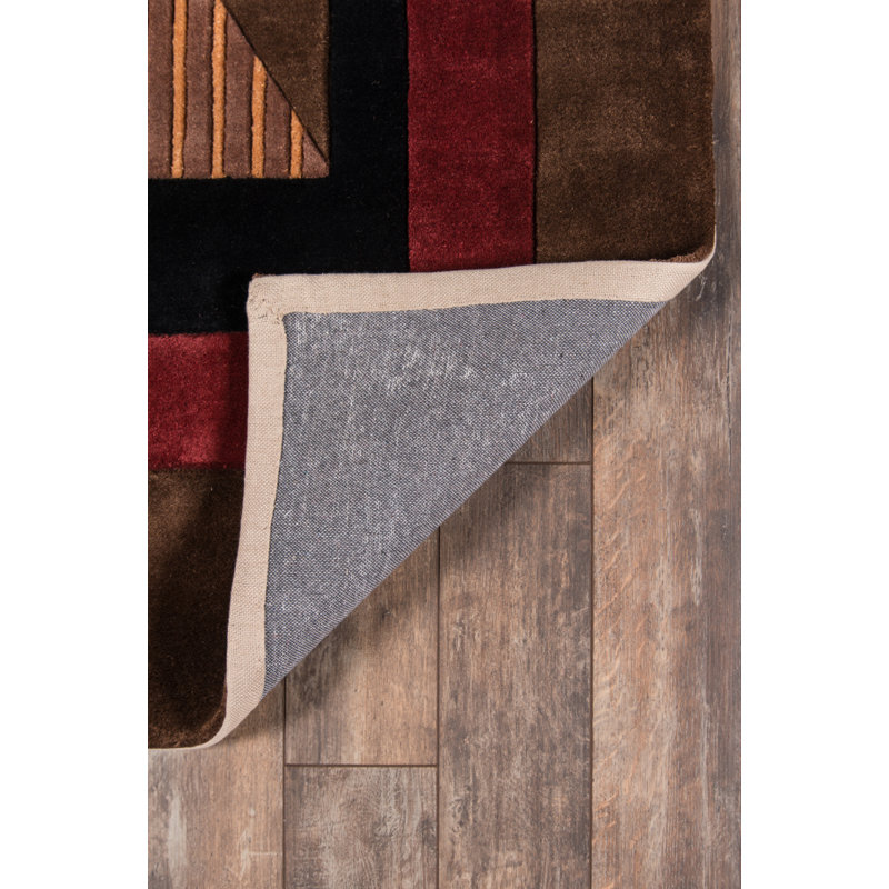 New Wave Wool Abstract Area Rug in Brown, Runner 2'6" x 8'