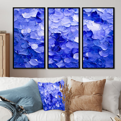 «Garden of Aqua Violets Flowers I - Violets», ensemble d'art mural