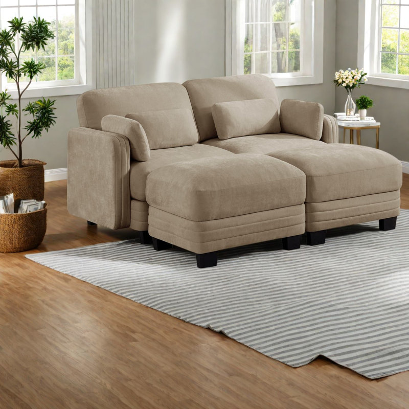 Canapé d'angle modulaire à compression, chenille camel, canapé moderne pour appartement