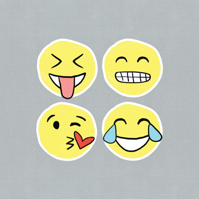 Four Chalkboard Emojis - Wrapped Canvas Print