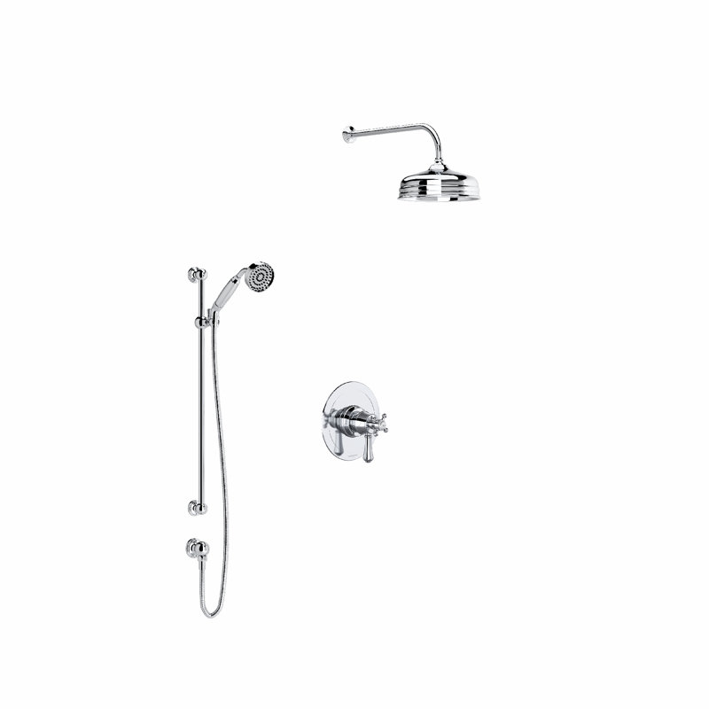Georgian Era 0.5" Thermostatic And Pressure Balance 2 Function System With Integrated Volume Control Featuring Rain Showerhead And Multi-Function Handshower