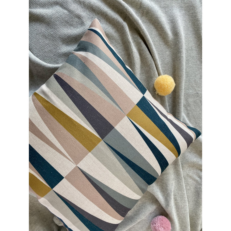 Housse et coussin de coussin lombaire à motif géométrique horizontal 19,7 po x 11,8 po, Vert/jaune
