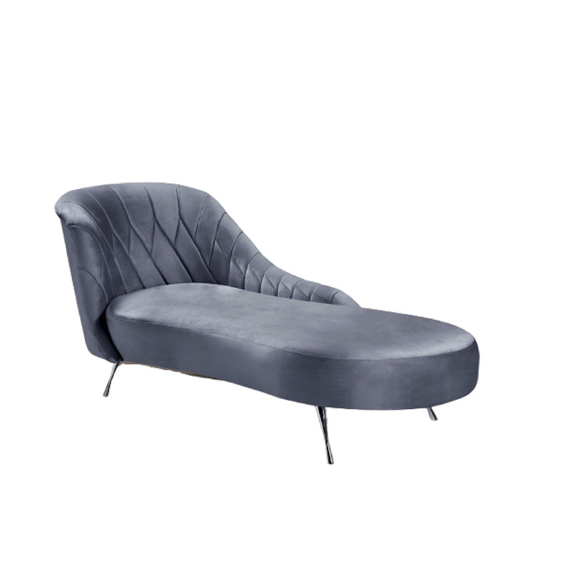 Chaise longue Villagomez, Velours gris