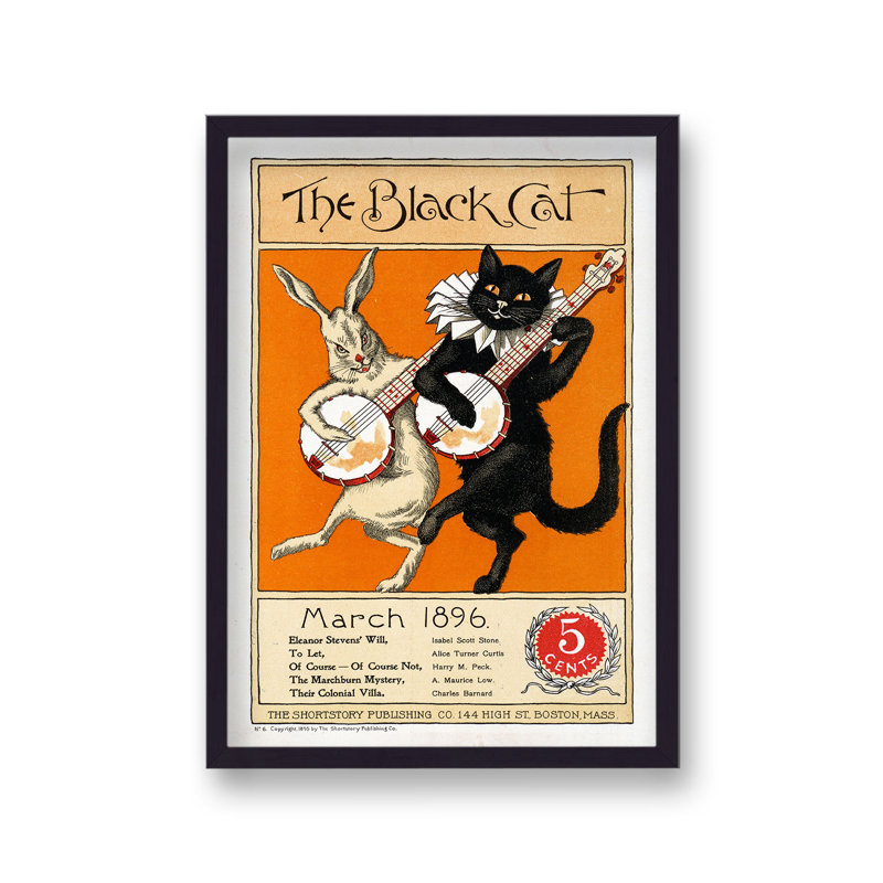 Vintage Black Cat Poster by Vouvart - Single Picture Frame Print