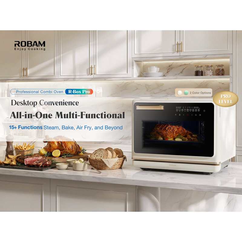 ROBAM R-Box Pro 1.2 cu.ft Combi Steam Oven - 4-in-1 Steam-Fry-Bake-Roast，20 Cooking Modes，Blue Enamel Cavity，Cool-Touch Exterior，Mint Green CT767