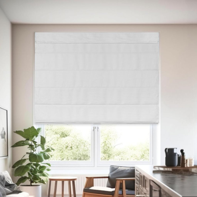 Room Darkening Roman Shade, 23"W x 64"L, White