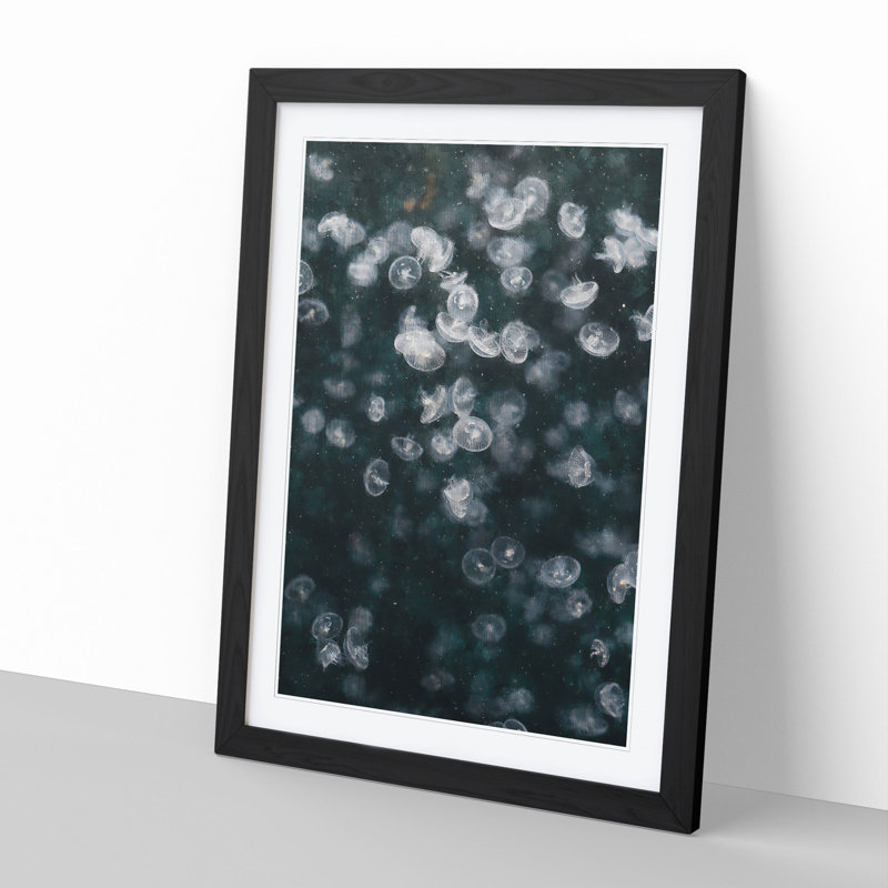 Jellyfish Vol.4 - Picture Frame Painting, 48cm H x 36cm W x 2cm D, Black