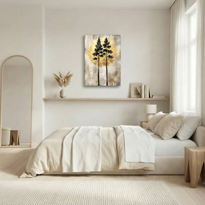 Golden Trees Canvas Wall Art Oil Painting Print Set Of 1