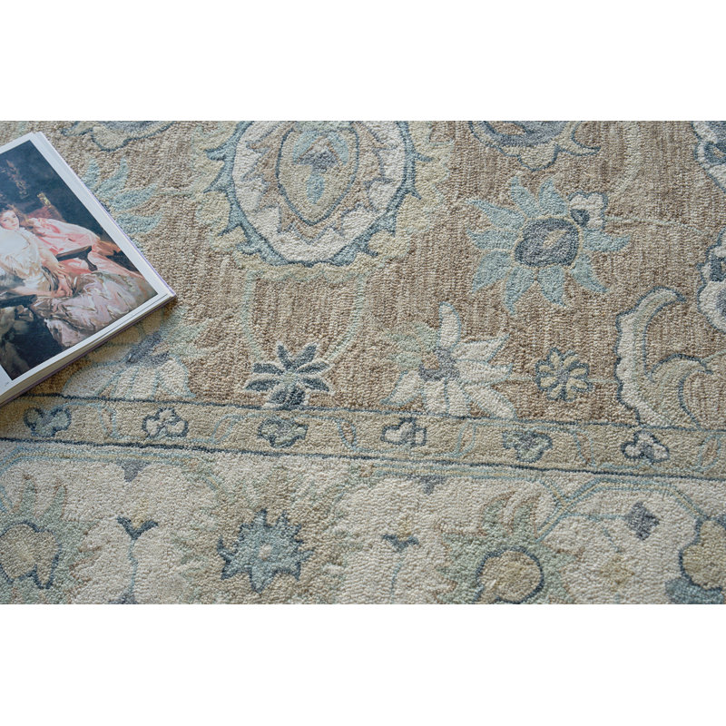 Claremont Oushak Handmade Oushak Floral and Oriental Area Rug, Rectangle 10' x 14'