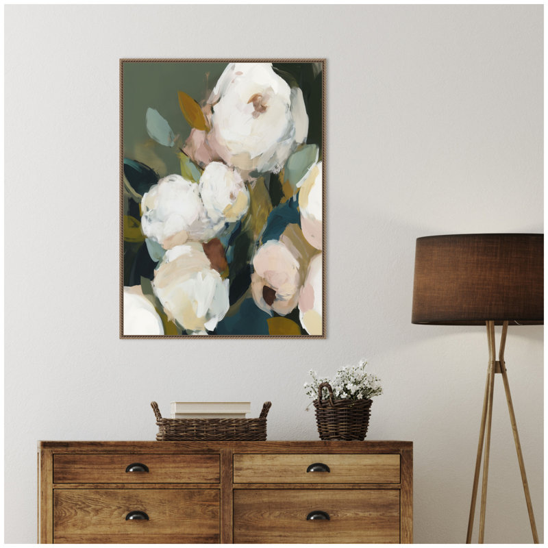 «Sepia Florals V» par Amy Lighthall, reproduction d'art sur toile encadrée, H 38 po x l 28 po, Or foncé