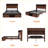 47" H Queen Size With Charging Station Storage Headboard Farmhouse Bed Frame, With Barn Door Pattern Led Light And Metal Slats 2 Drawers Bed Frame-1412670044-1412670045