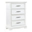 Commode haute Yal, 4 tiroirs avec poignées barres en nickel noir, blanc