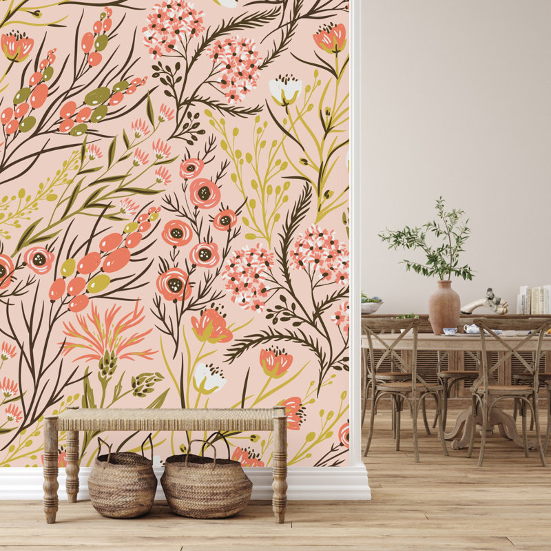 Peel & Stick Floral Wall Mural, 10.42' W x 10.42' L