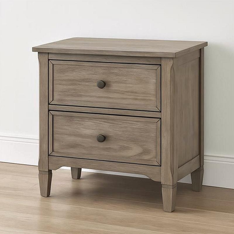 2-Drawer Nightstand With Round Bronze Pull Knobs