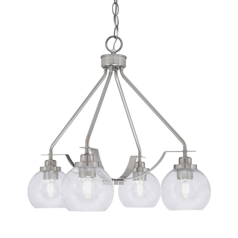 Lustre 4 lumières Odyssey Downlight, Nickel brossé, Clair, H 21,25 po x l 17,5 po x P 17,5 po