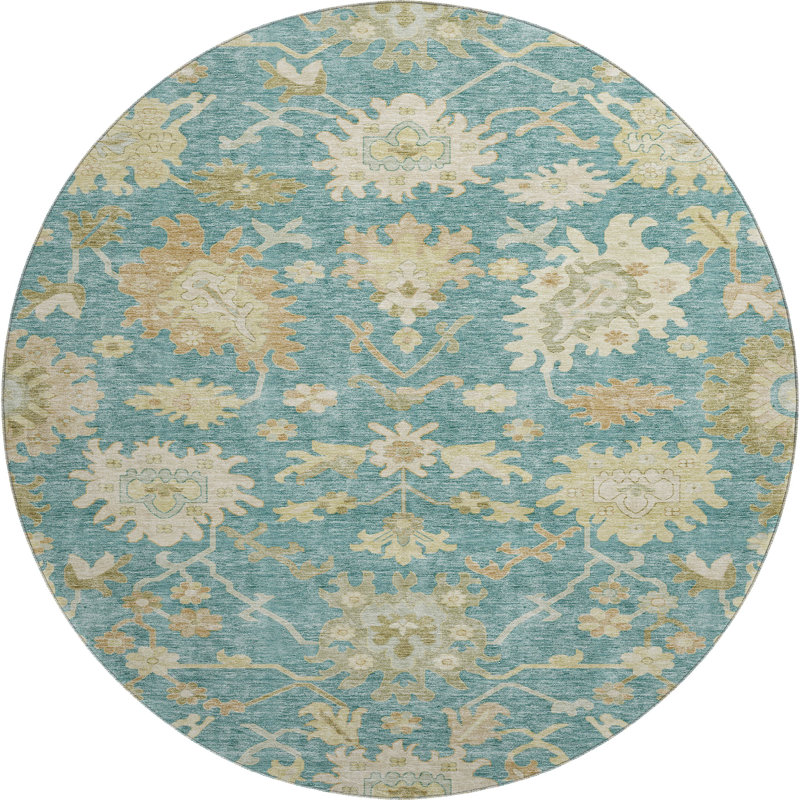 Premium Machine Washable Gurubaksh AMF1150 Global Rug, Rond 8 pi