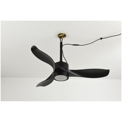 42"  Outdoor Ceiling Fan with LED Light ,Remote Control,Quiet DC Motor 6 Speed Levels,Adjust Height( 3 PCS Rod) Reversible Ceiling Fan, for Outdoor Use .(Matte Black)