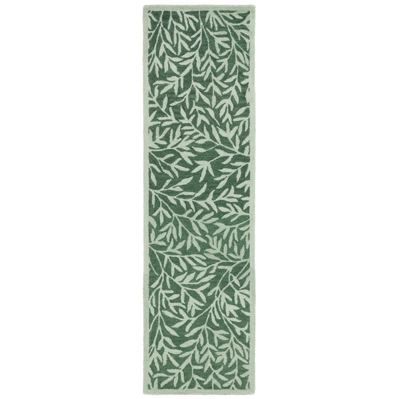 Jalayiah Hand Tufted Wool/Cotton Floral Rug in Green, Runner 2'3" x 6'