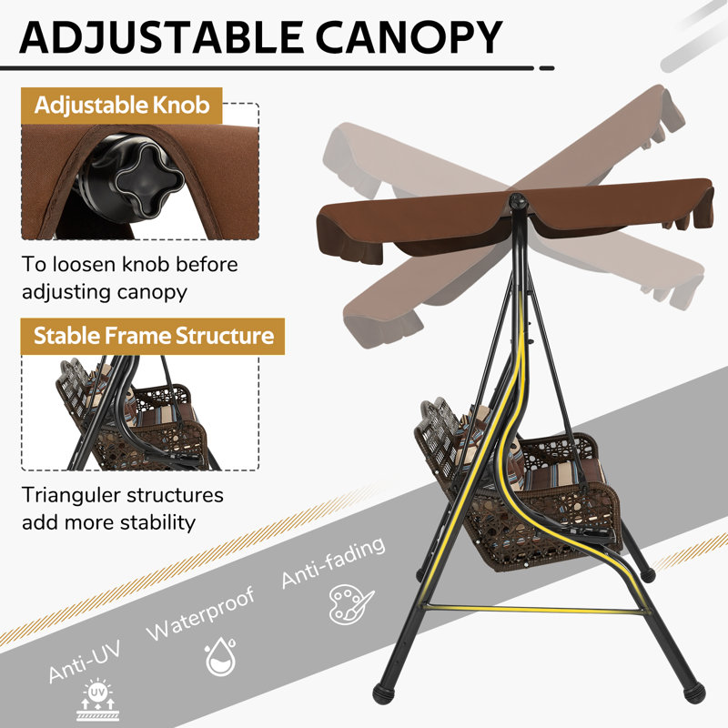 3 Person Porch Swing with Canopy