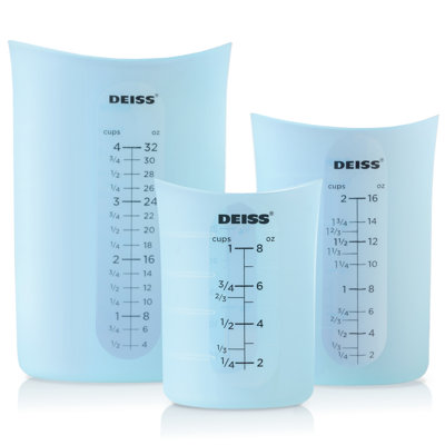 Deiss Pro 3-Piece Silicone Measuring Cup Set For Baking And Cooking