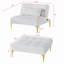 Futon de lit convertible avec pieds en métal doré et blanc-1457127629