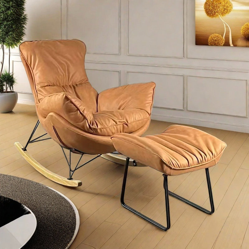 Chaise berçante de salon italien, Brun