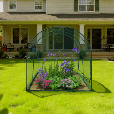 Cage de culture, tente de protection des plantes 8,1 x 3,9 x 3,9 pi avec porte à fermeture à glissière, grande cage de culture résistante au vent, facile à installer, couvre-lit surélevé d'extérieur avec cadre, filet pour plante de jardin