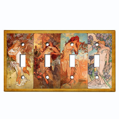 Copper Rust Patina Teal Print 4 - Gang Toggle Light Switch Standard Wall Plate
