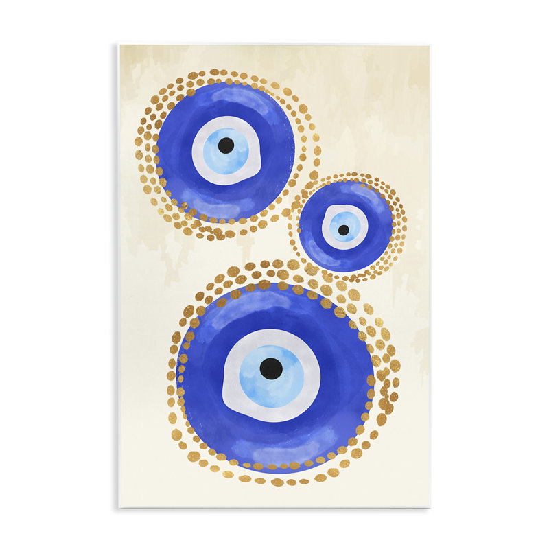 Art mural rond rond à motif de mauvais œil lustré par deux Smart Blondes, H 15 po x l 10 po x P 0,5 po