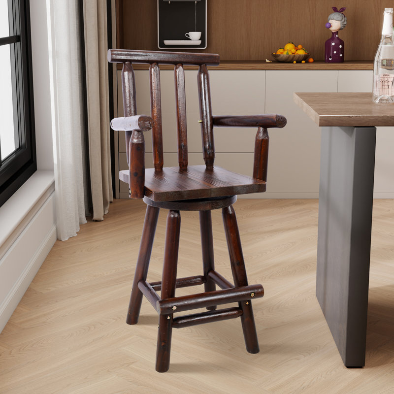 Solid Wood Swivel Counter & Bar Stool, Brown