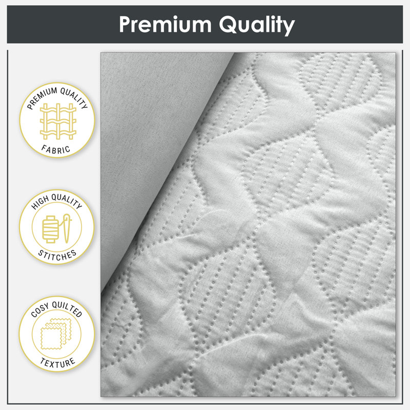 Aran - Elegant Quilted Duvet Set Polyester Geometric Duvet Cover Set with Pillowcases Included, Grey