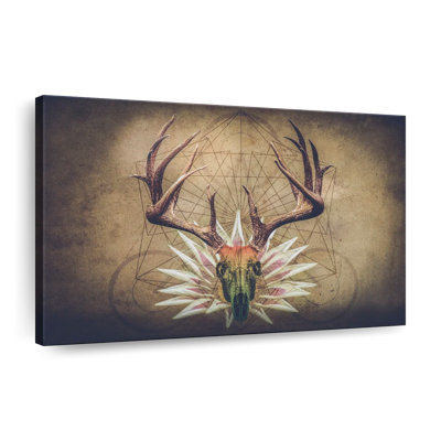 Crâne de bois de cerf sur toile