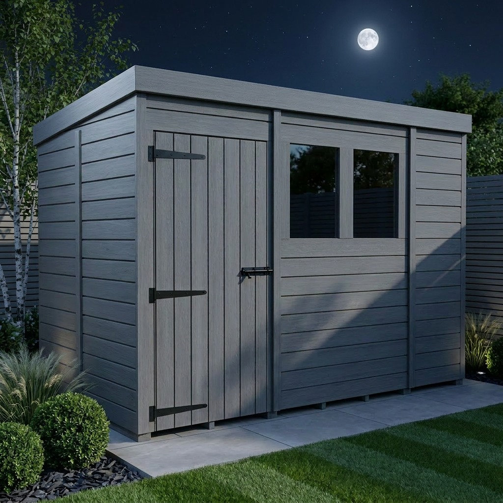 Total Sheds 5ft x 9ft Composite Pent Garden Shed - Single Door - With Windows - EPDM Rubber Roof - UK Manufactured
