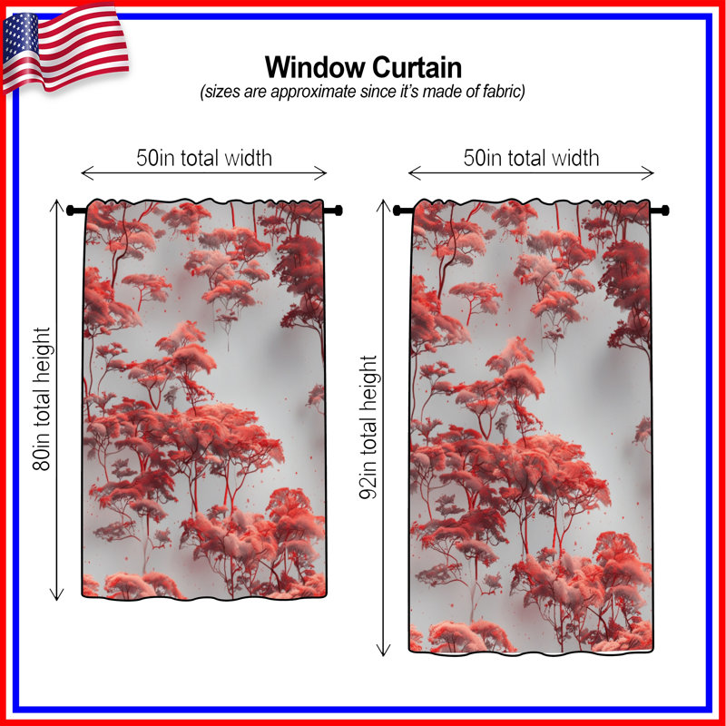 Rideaux rouges, voilages et rideaux occultant - 1 panneau, Transparent, 50 po x 80 po - 1 panneau